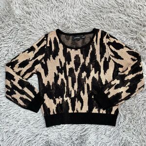 Mink Pink Gold and Black Animal Print Sweater, Size XS